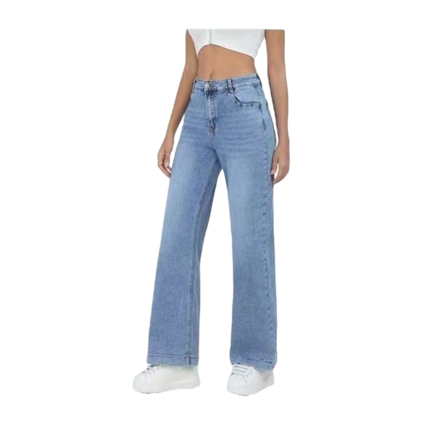 Miss Good Γυναικείο Τζιν Παντελόνι Straight Fit Μπλε