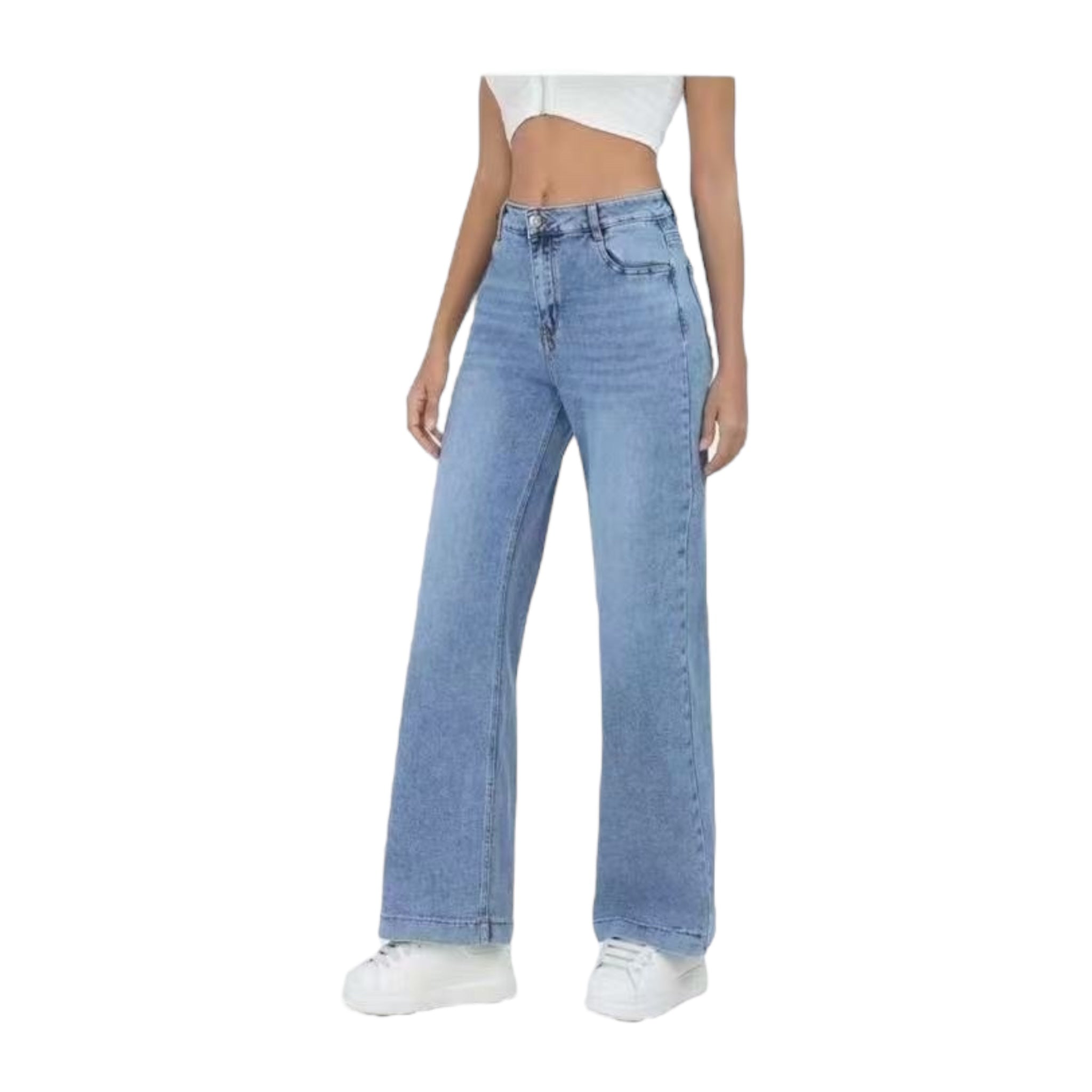 Miss Good Γυναικείο Τζιν Παντελόνι Straight Fit Μπλε - Angel shopping