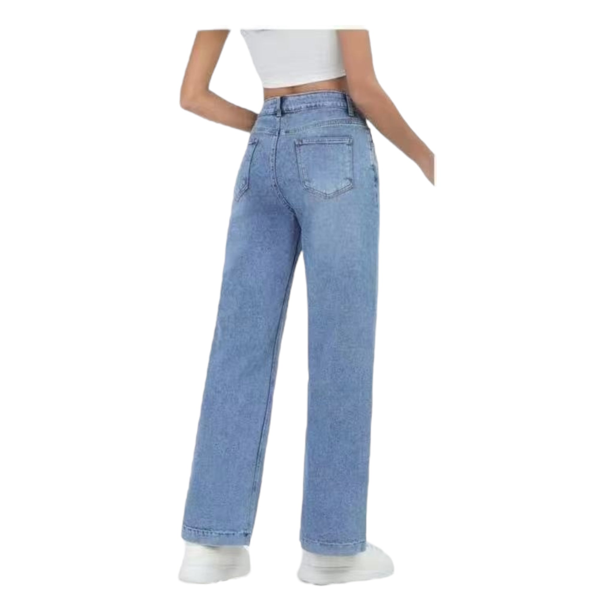 Miss Good Γυναικείο Τζιν Παντελόνι Straight Fit Μπλε - Angel shopping