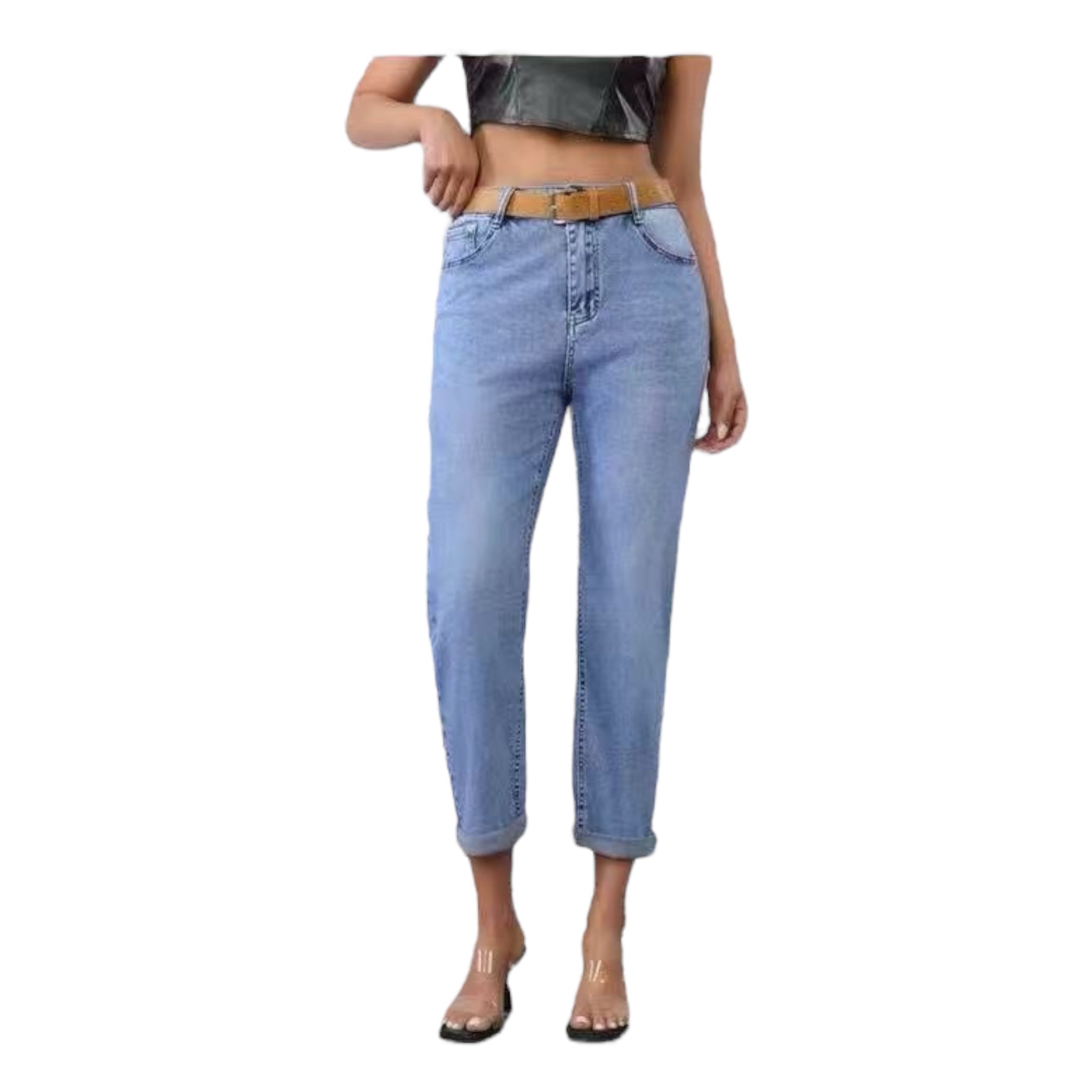 Miss Good Γυναικείο Τζιν Παντελόνι Mom Fit Μπλε - Angel shopping