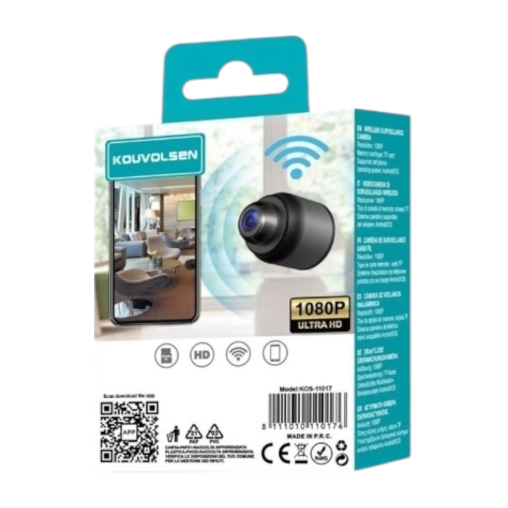 Ασύρματη Κάμερα Επιτήρησης Wi-Fi 1080P Ultra HD με Υποστήριξη App (Android / iOS) Μαύρο - Angel shopping