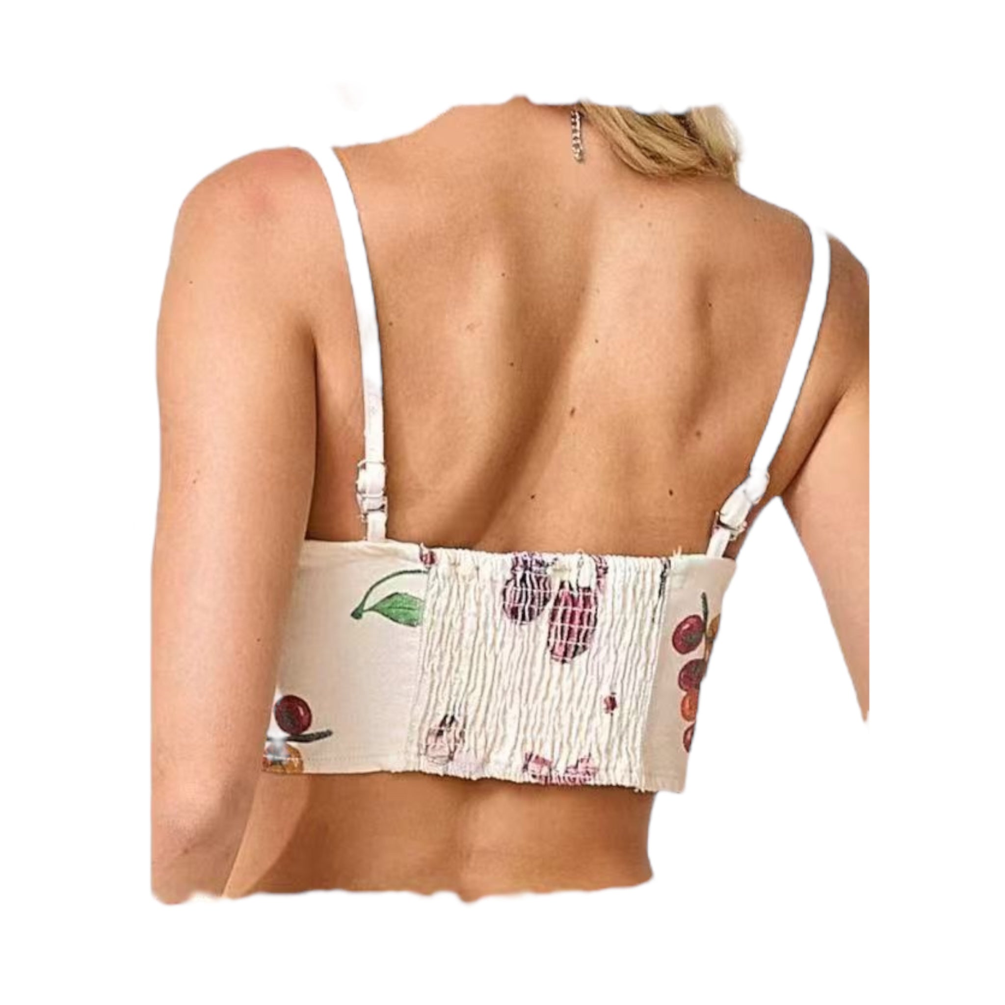 ADORO Γυναικείο Crop Denim Top Κεράσια Μπεζ - Angel shopping