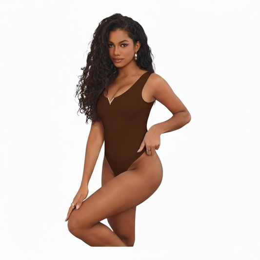 Angel Shopping Γυναικείο Ελαστικό Κορμάκι Καφέ