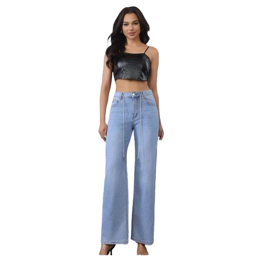 MISS GOOD Γυναικείο Ψηλόμεσο Jean Παντελόνι Μπλε