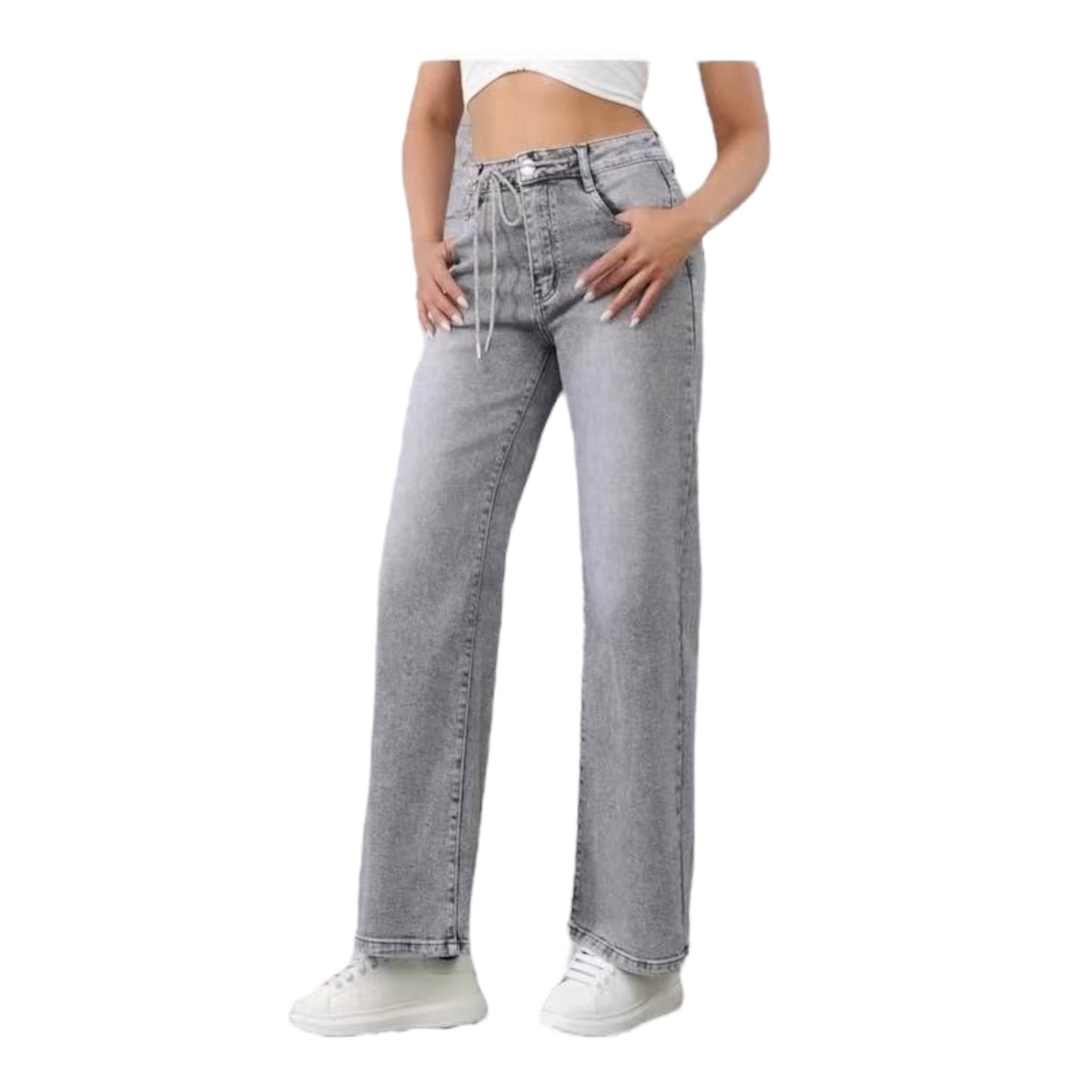 MISS GOOD Γυναικείο Ψηλόμεσο Jean Παντελόνι Γκρι