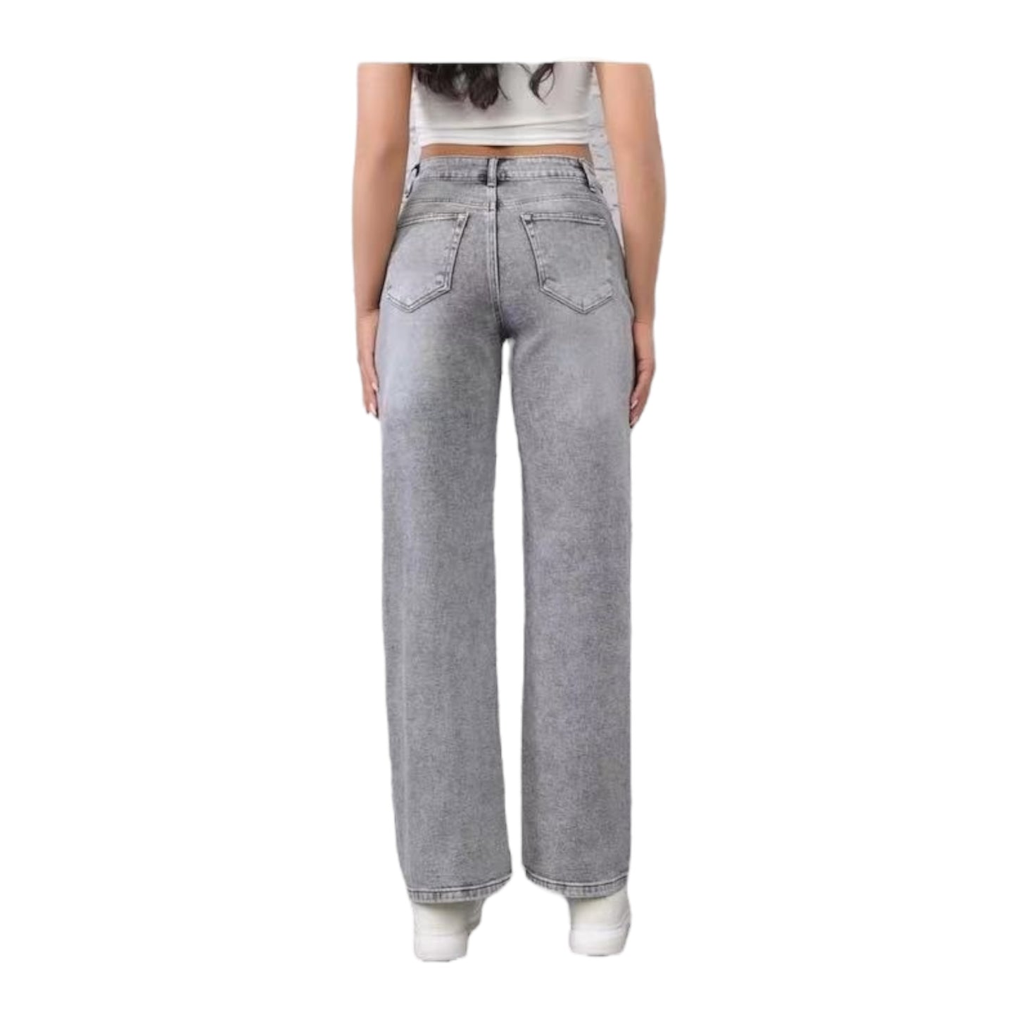 MISS GOOD Γυναικείο Ψηλόμεσο Jean Παντελόνι Γκρι