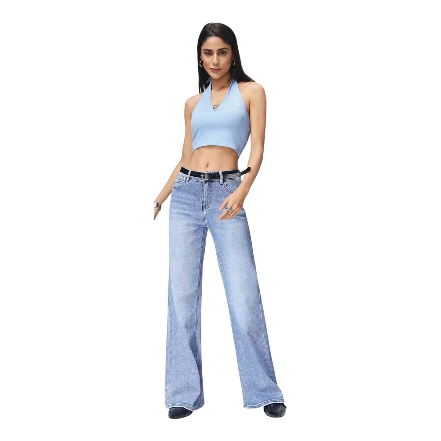 Angel Shopping Γυναικείο Jean Παντελόνι σε Γραμμή Wide Leg Μπλε