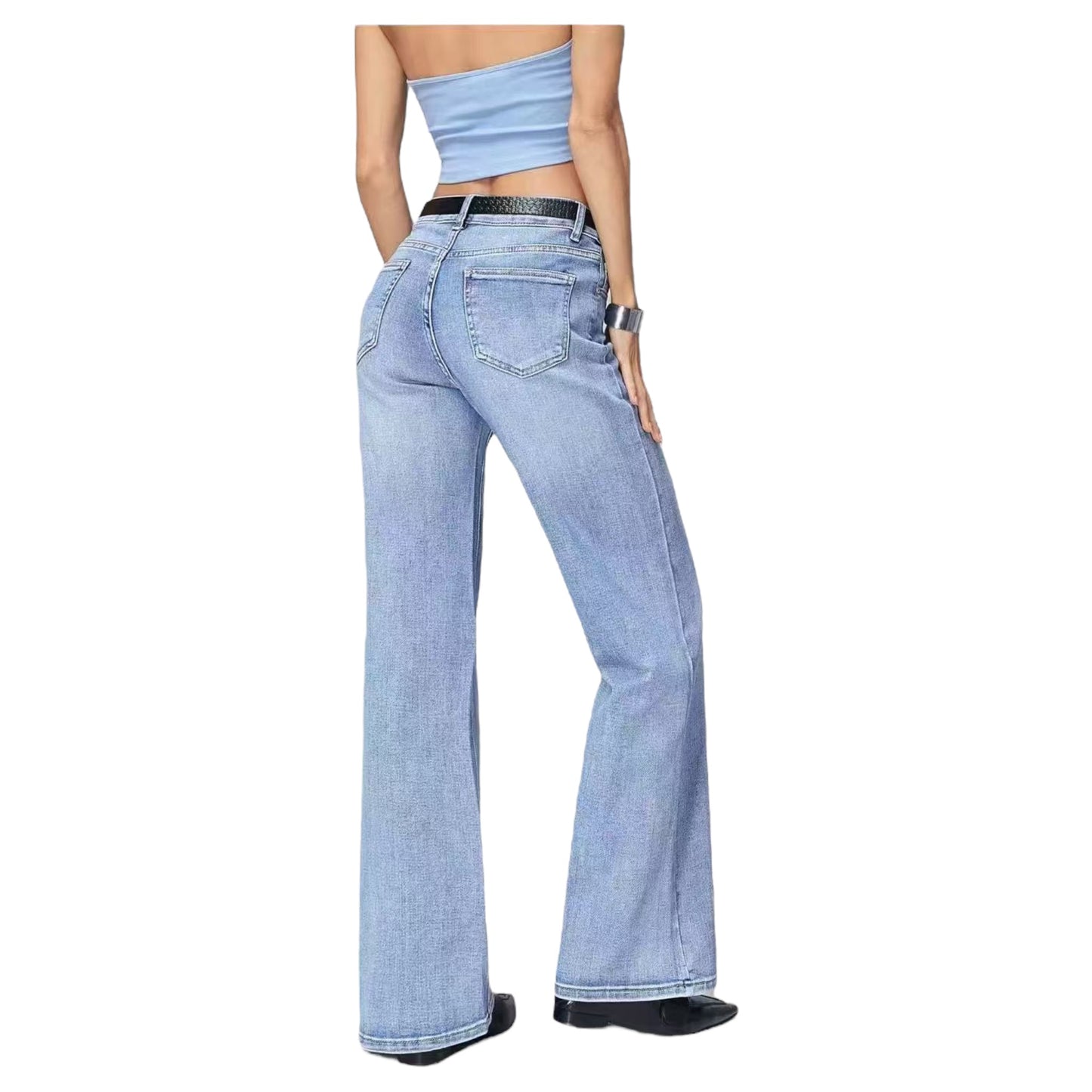 Angel Shopping Γυναικείο Jean Παντελόνι σε Γραμμή Wide Leg Μπλε