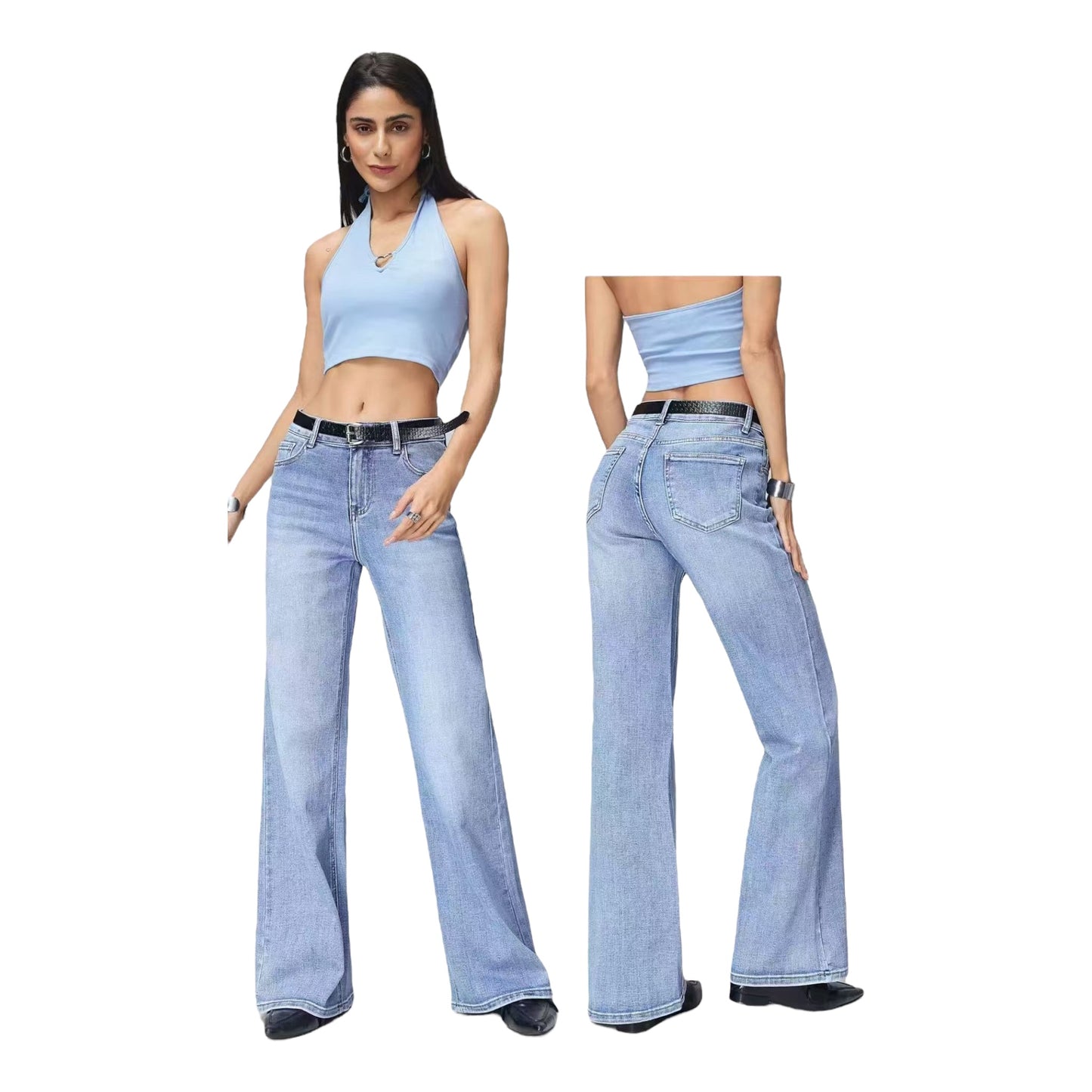 Angel Shopping Γυναικείο Jean Παντελόνι σε Γραμμή Wide Leg Μπλε