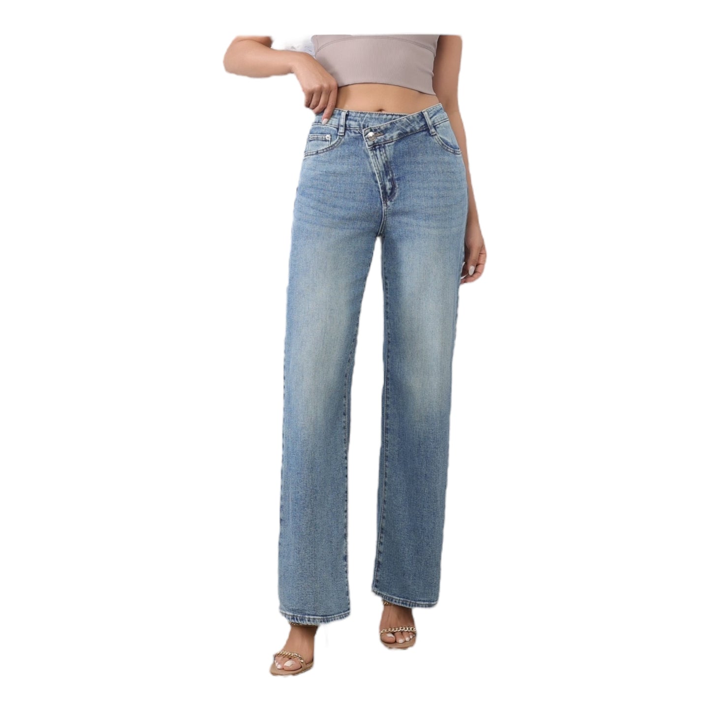 MISS GOOD Γυναικείο Jean Παντελόνι Wide Leg Μπλε