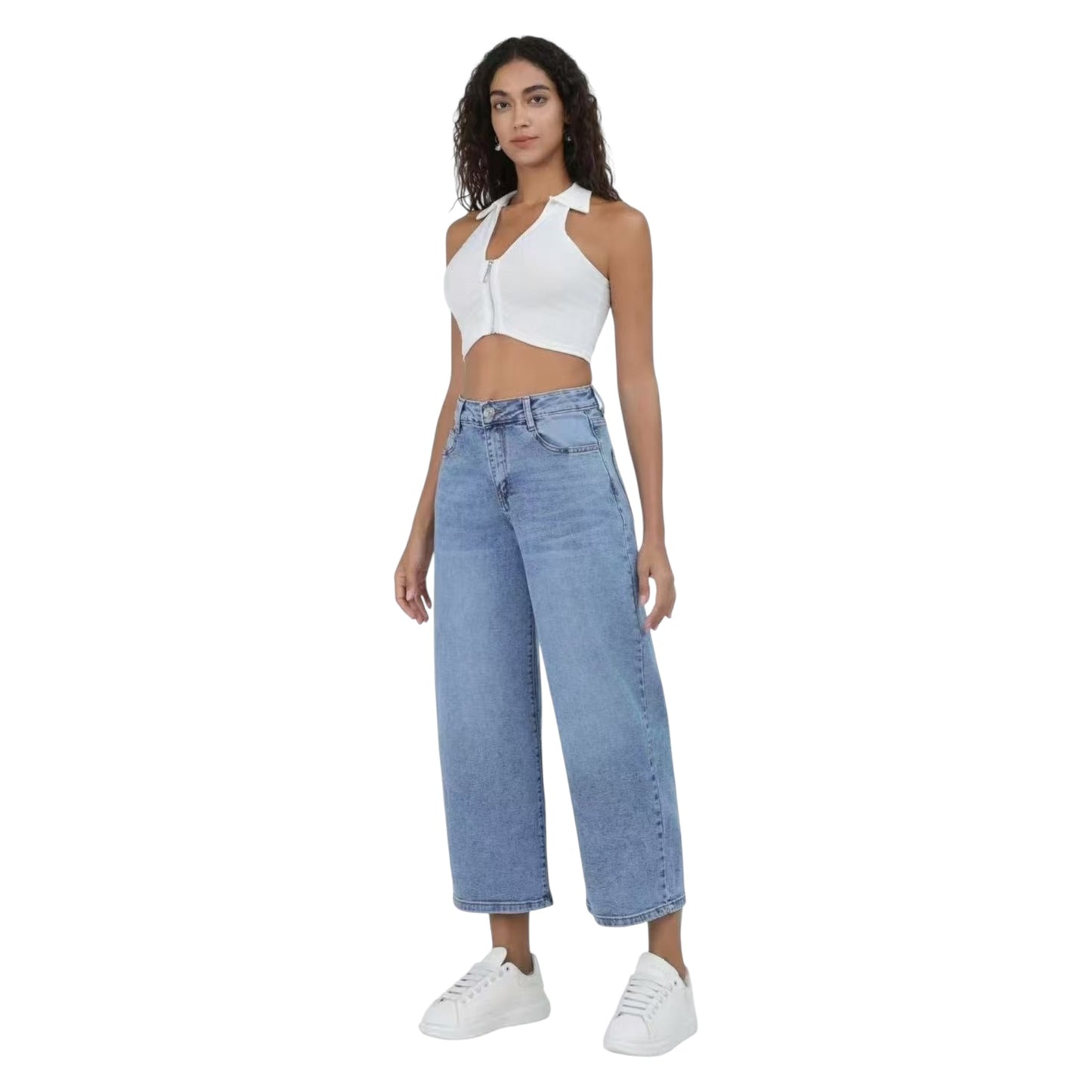 Angel Shopping Γυναικείο Ψηλόμεσο Jean Παντελόνι σε Γραμμή Balloon Μπλε