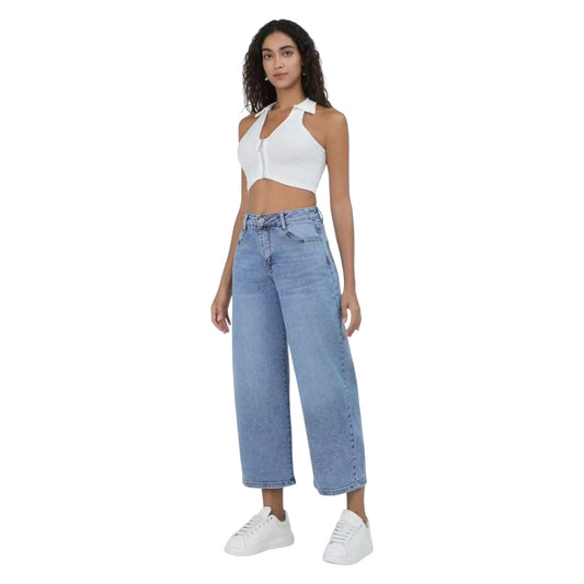 Angel Shopping Γυναικείο Ψηλόμεσο Jean Παντελόνι σε Γραμμή Balloon Μπλε