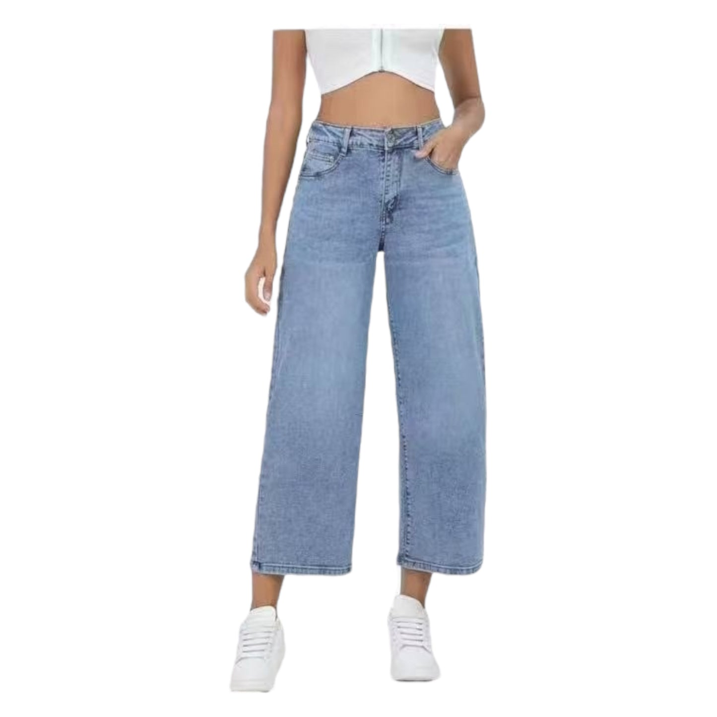 Angel Shopping Γυναικείο Ψηλόμεσο Jean Παντελόνι σε Γραμμή Balloon Μπλε