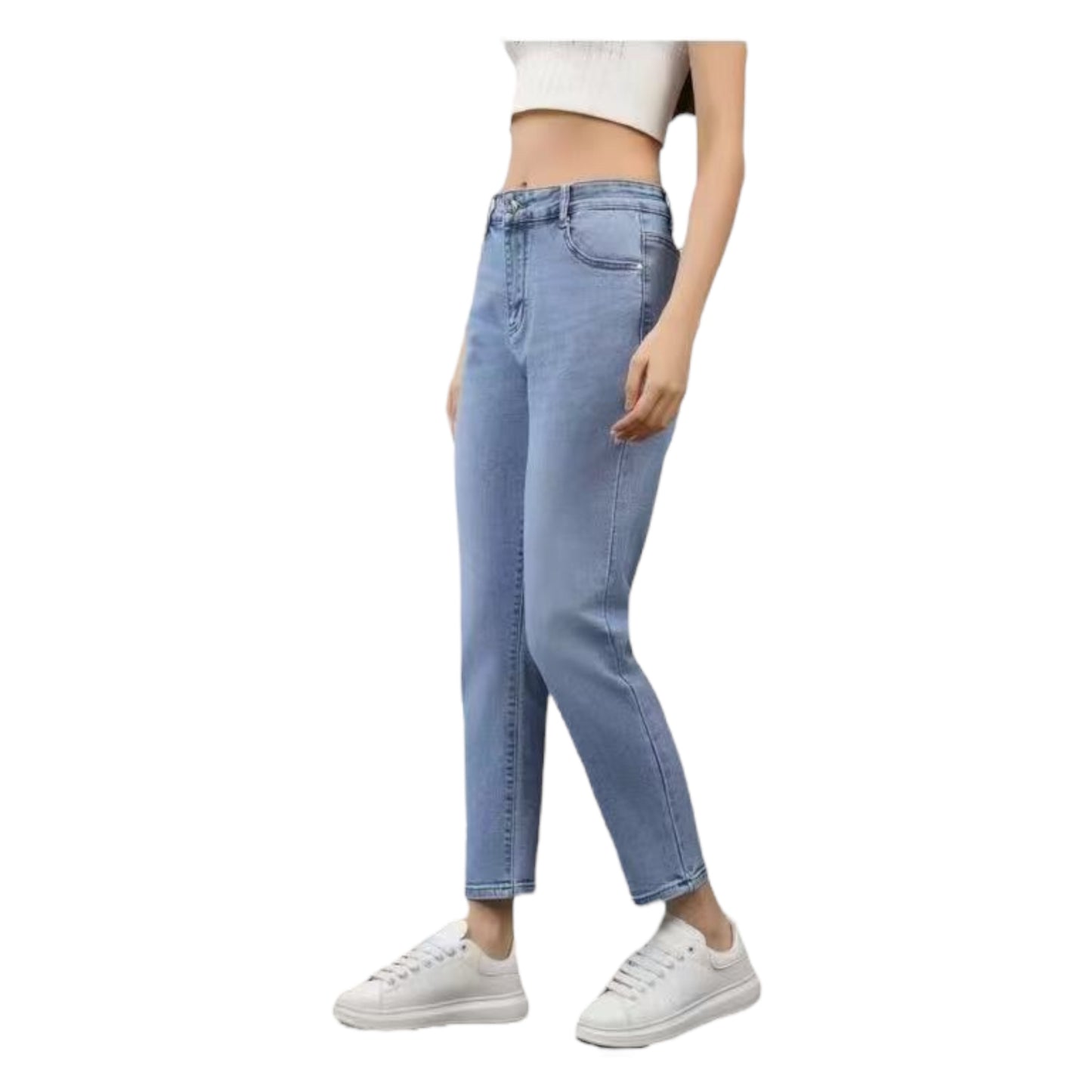 MISS GOOD Γυναικείο Ψηλόμεσο Jean Παντελόνι σε Slim Γραμμή Μπλε