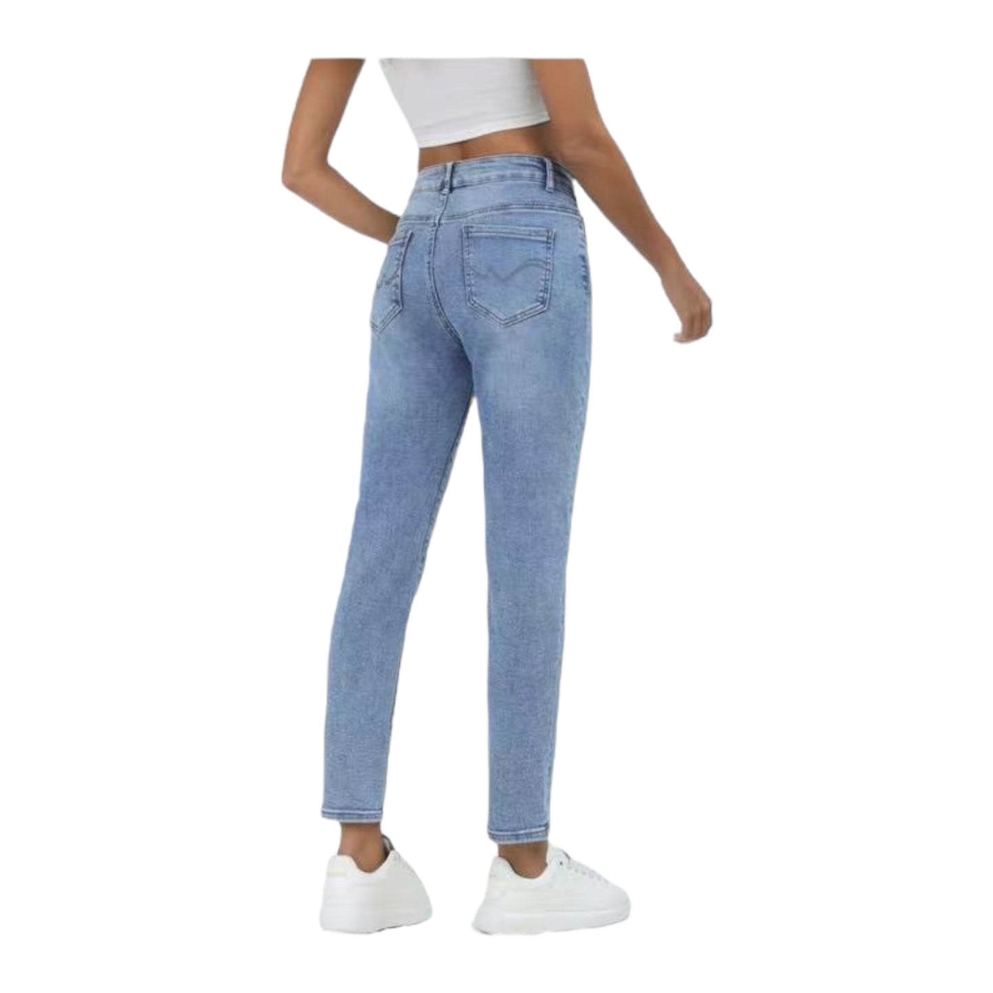 MISS GOOD Γυναικείο Ψηλόμεσο Jean Παντελόνι σε Slim / Skinny Γραμμή Μπλε