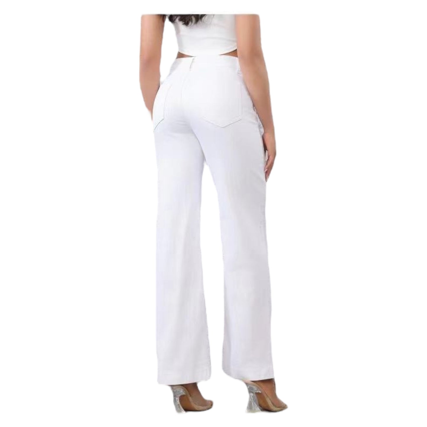 MISS GOOD Γυναικείο Ψηλόμεσο Jean Παντελόνι σε Ισια Γραμμή Λευκό