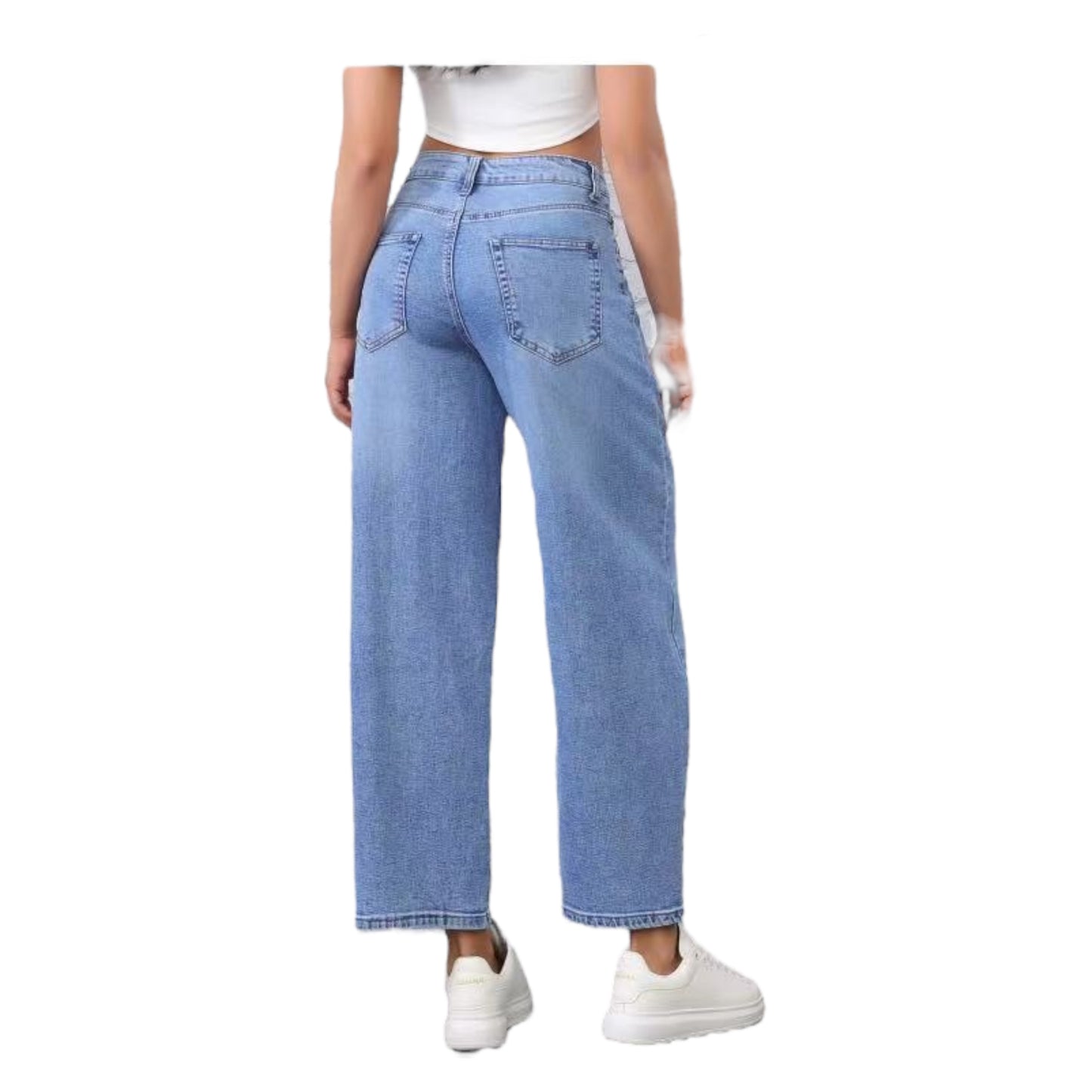 MISS GOOD Γυναικείο Ψηλόμεσο Jean Παντελόνι σε Γραμμή Tapered Fit Μπλε