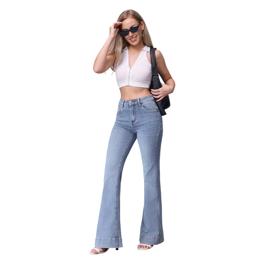 Angel Shopping Γυναικείο Jean Παντελόνι Καμπάνα Μπλε