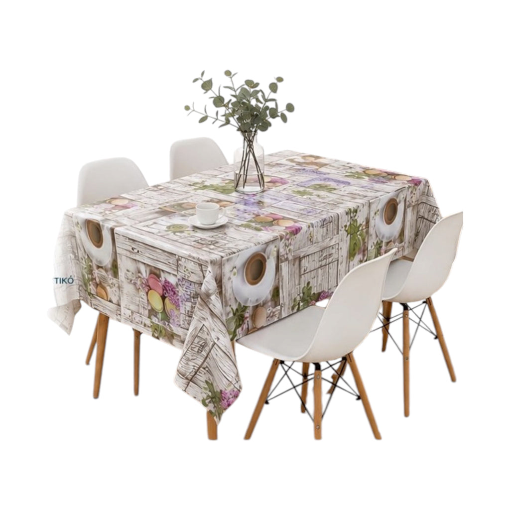 Τραπεζομάντηλο PVC Αδιάβροχο 140*240cm με Σχέδιο Coffee Λευκό - Angel shopping