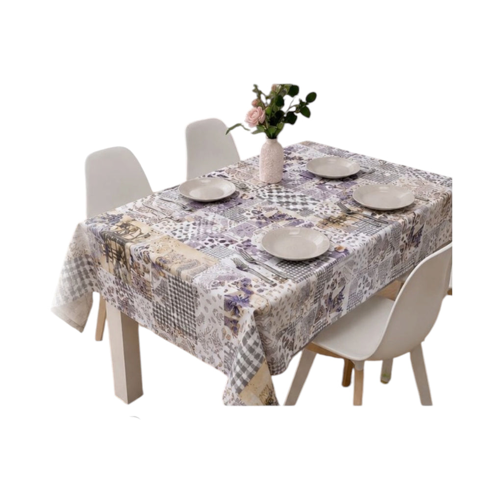 Τραπεζομάντηλο PVC Αδιάβροχο 140*180cm με Σχέδιο Λουλούδια Λευκό - Angel shopping