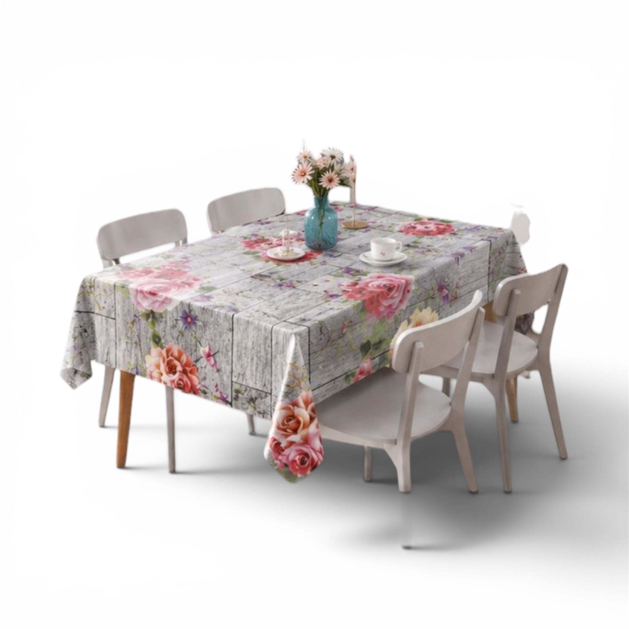 Τραπεζομάντηλο PVC Αδιάβροχο 140*180cm με Σχέδιο Λουλούδια Κόκκινο - Angel shopping