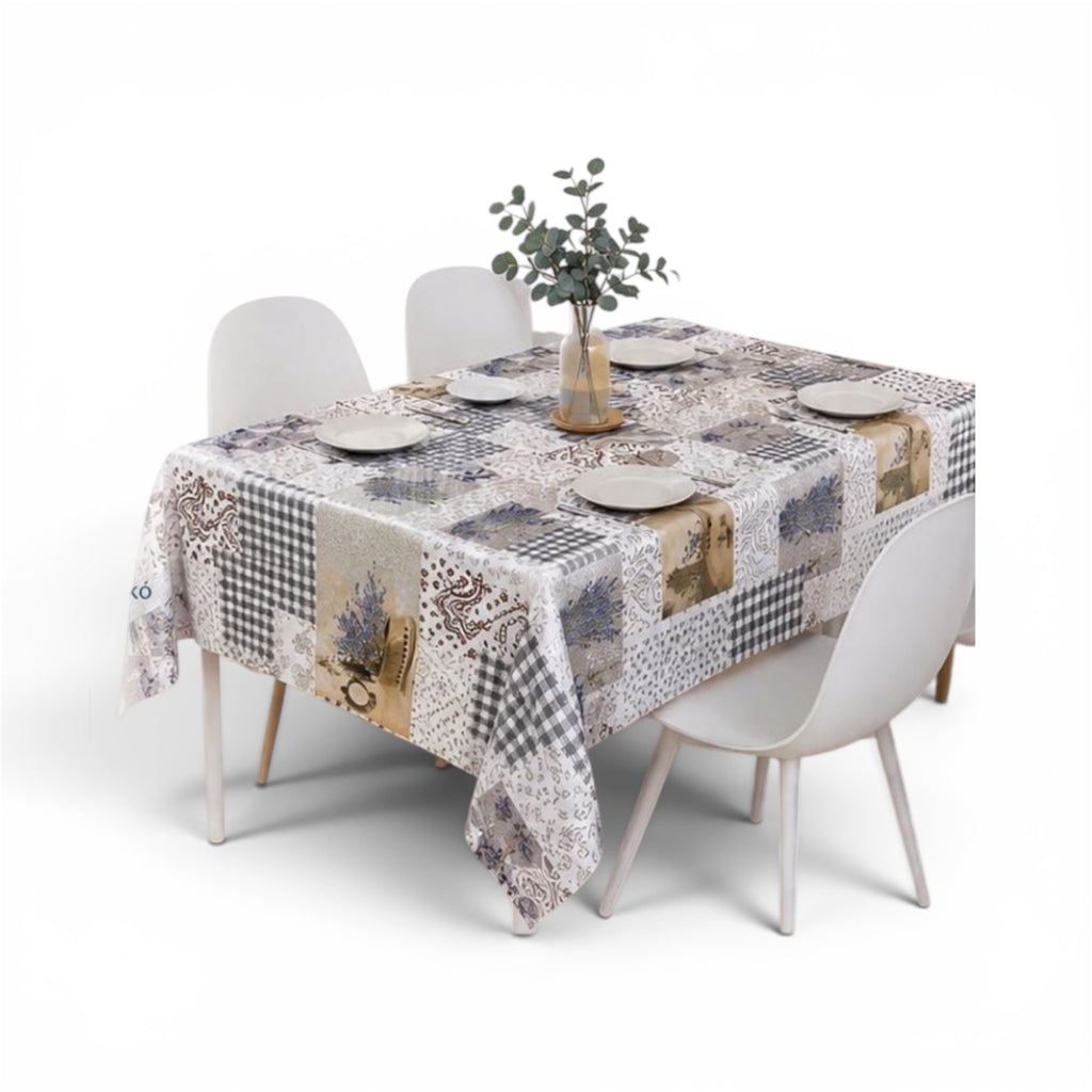 Τραπεζομάντηλο PVC Αδιάβροχο τετράγωνο 140*140cm με Σχέδιο Λεβάντα Γκρι - Angel shopping