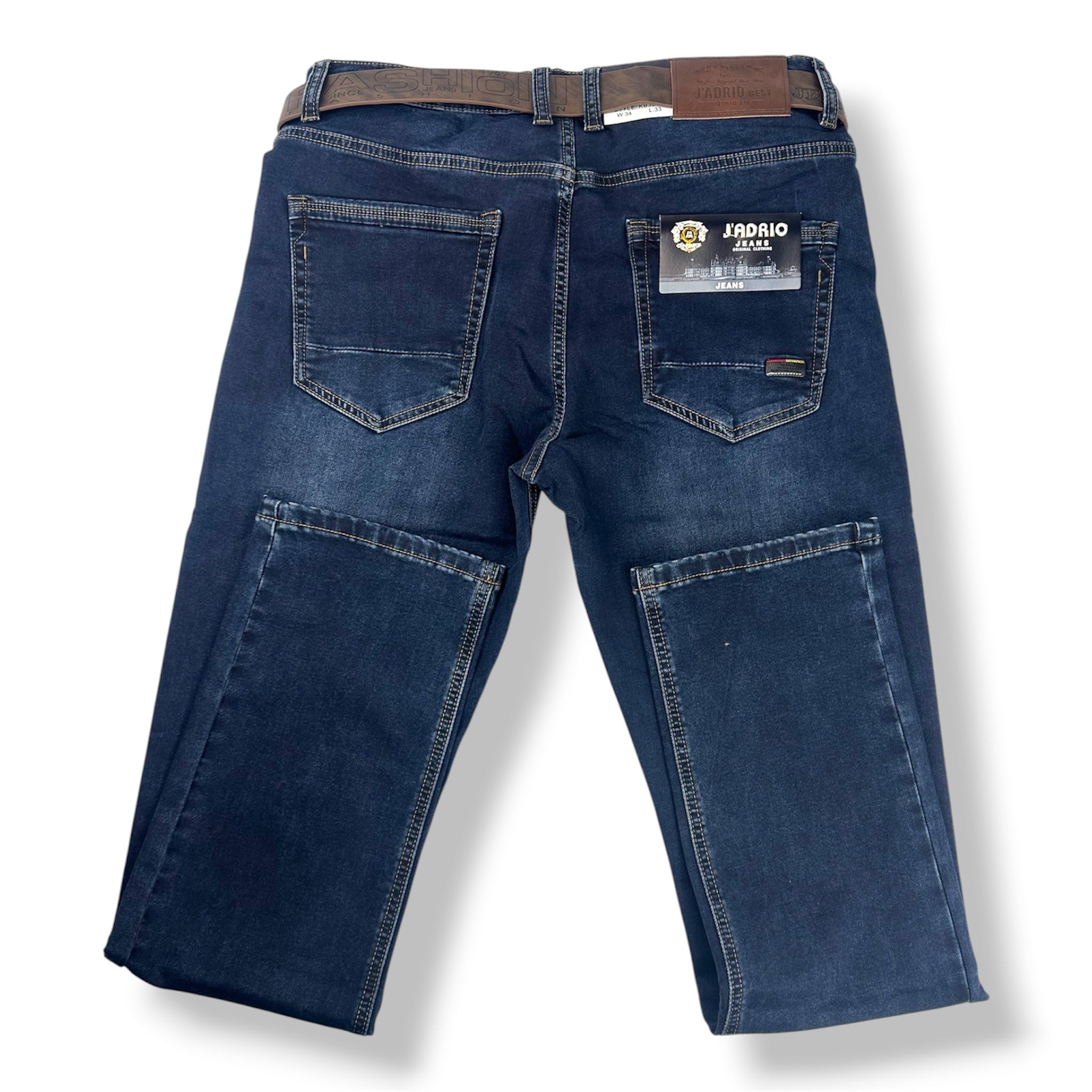 Angel Shopping Ανδρικό Τζιν Παντελόνι Regular Fit με Ζώνη Μπλε