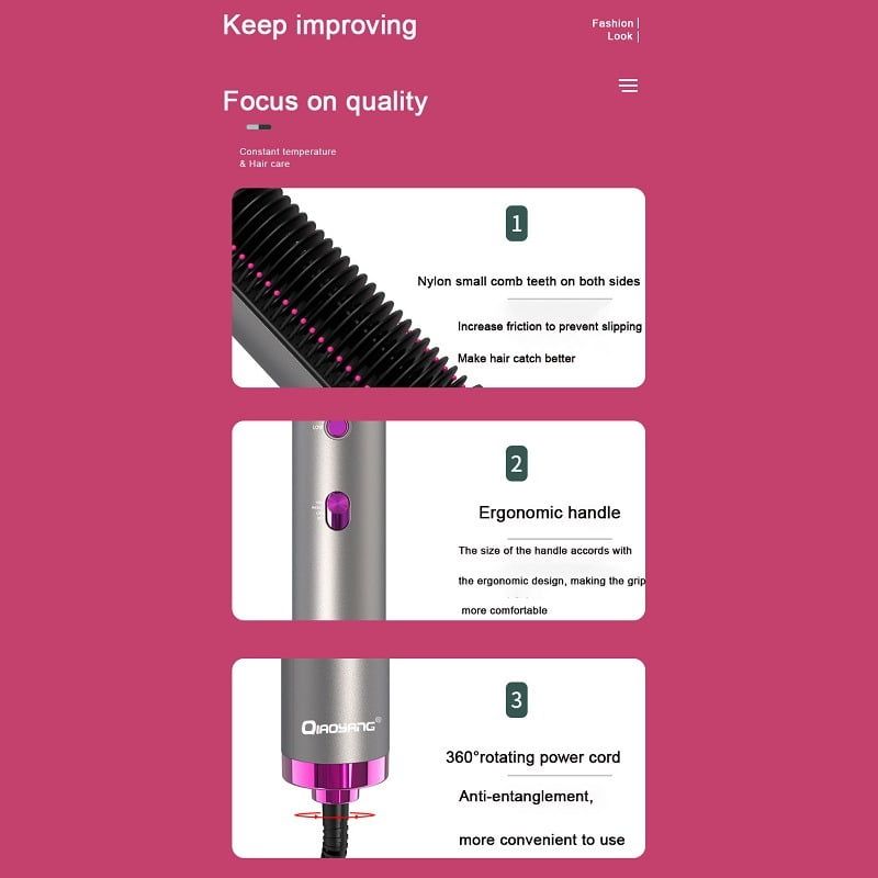 QIAOYANG Ηλεκτρική Βούρτσα Ζεστού Αέρα QA-T637 – Professional Hot Air Brush