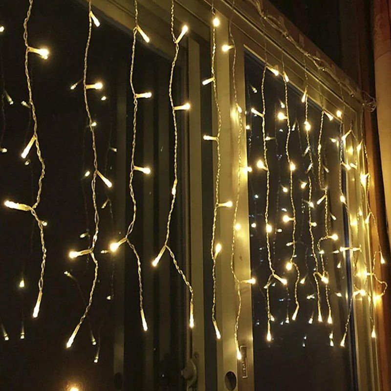 Χριστουγεννιάτικα Λαμπάκια Κουρτίνα 160 LED Θερμό Χρώμα με Διαφανές Καλώδιο 3m x 80cm - Christmas lights LED warm light