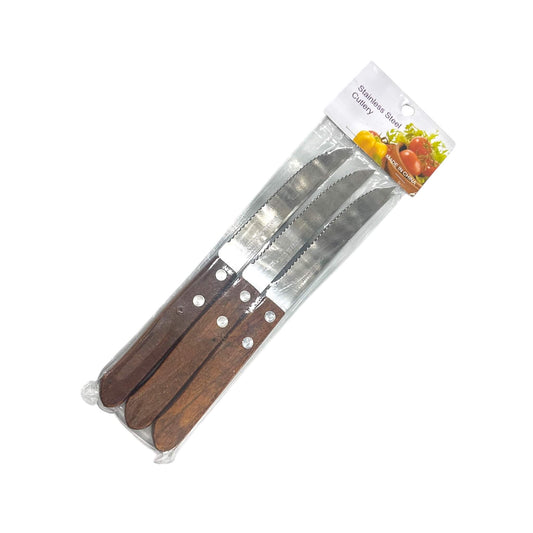 Set of Stainless Steel Serrated Knives (6pcs, Length 20cm)