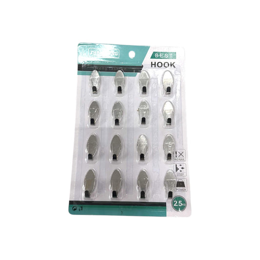 Set of 16 Strong Adhesive Hooks (2.5 Kg Strength)