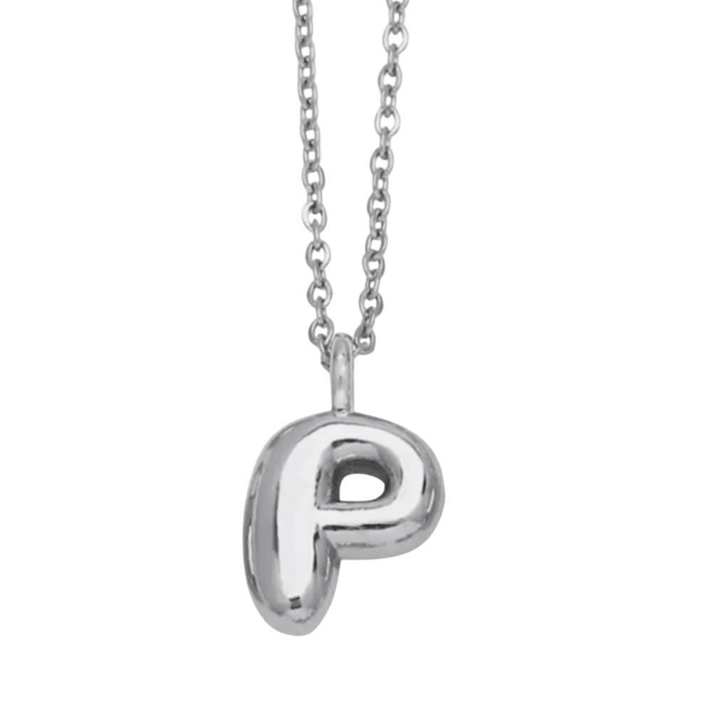 Ατσάλινο Κολιέ Μονόγραμμα "P" Ασημί