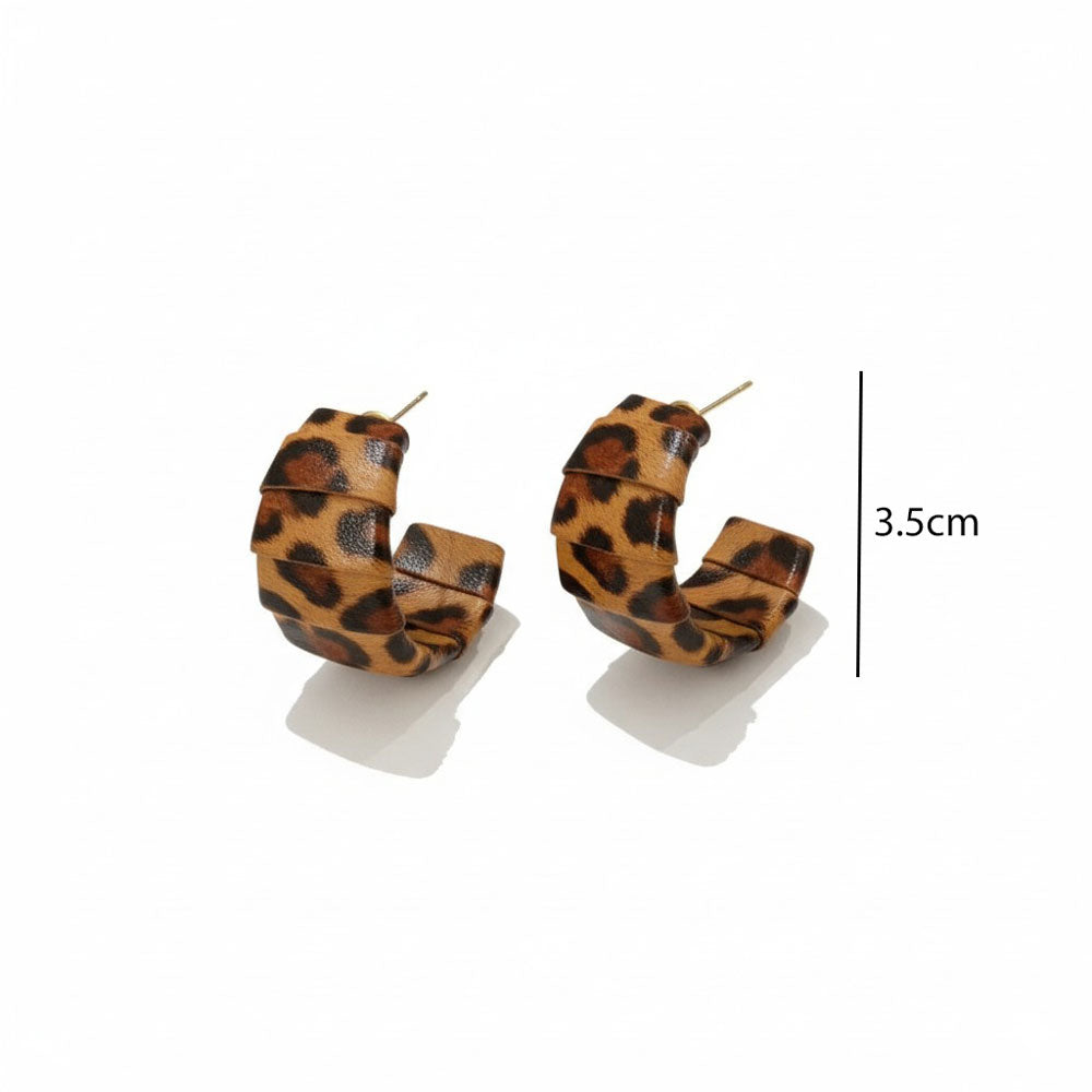 Σκουλαρίκια Κρίκοι Σκούρο Animal Print