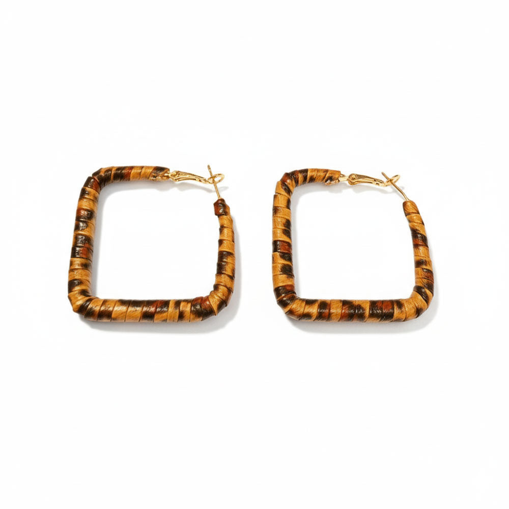 Σκουλαρίκια Κρίκοι Τετράγωνα Animal Print