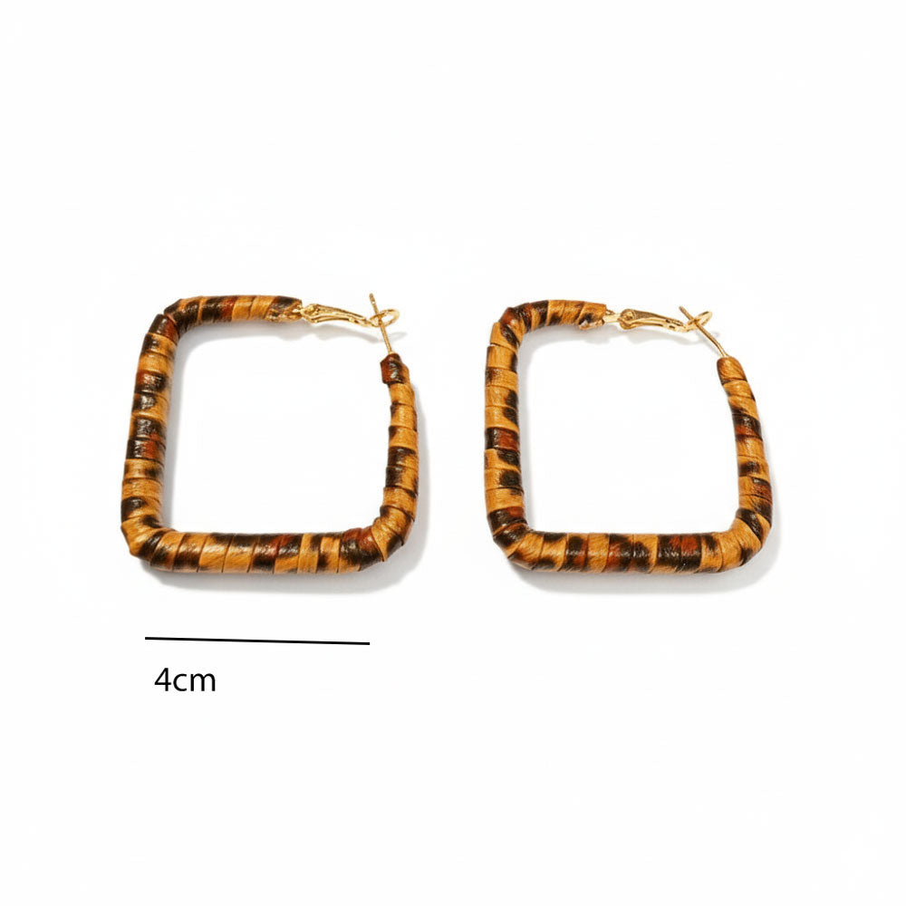 Σκουλαρίκια Κρίκοι Τετράγωνα Animal Print