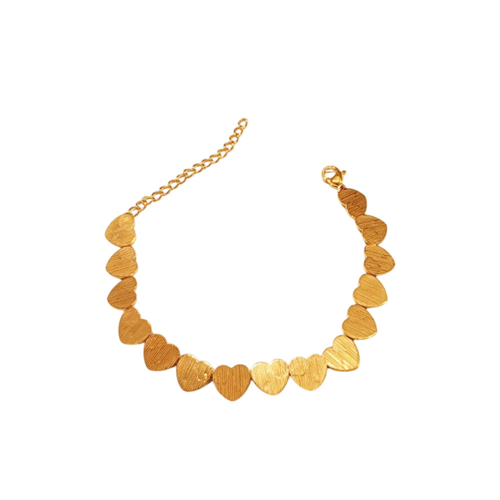 Βραχιόλι Ατσάλι Χρυσό με Συνεχόμενες Καρδιές