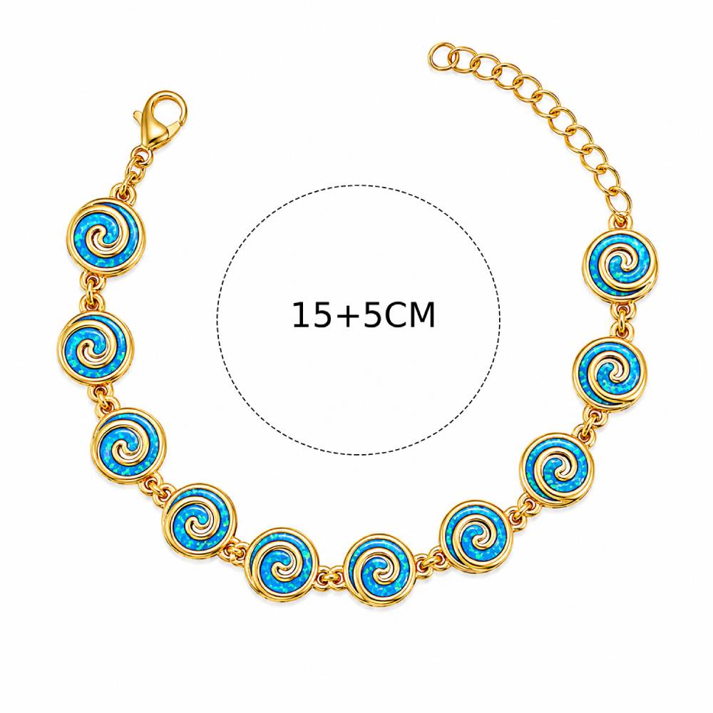 Γυναικείο Βραχιόλι με Στρογγυλή Σπείρα Blue Opal σε Χρυσό Χρώμα