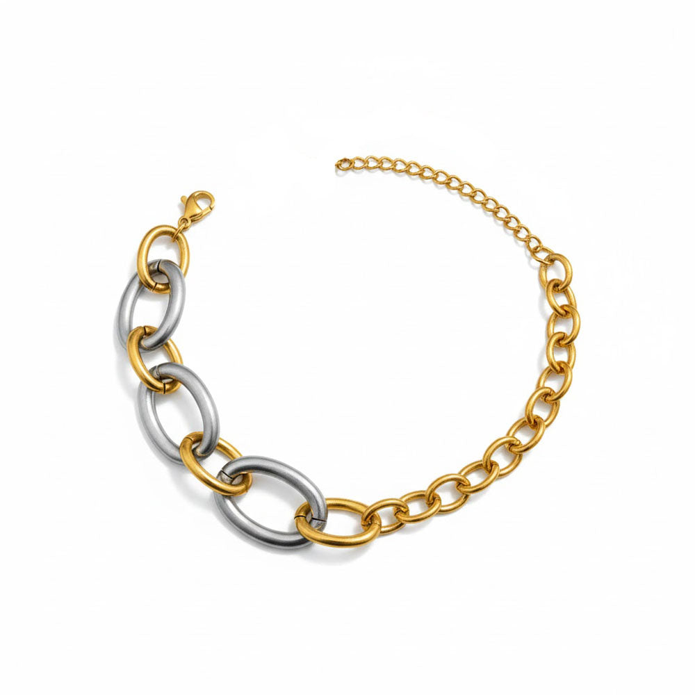 Βραχιόλι Ατσάλι Δίχρωμη Αλυσίδα Stainless Steel Two Tone Link Bracelet