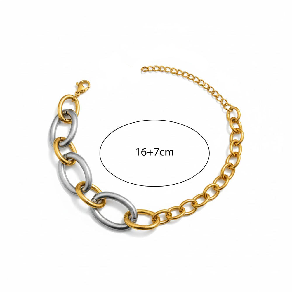 Βραχιόλι Ατσάλι Δίχρωμη Αλυσίδα Stainless Steel Two Tone Link Bracelet
