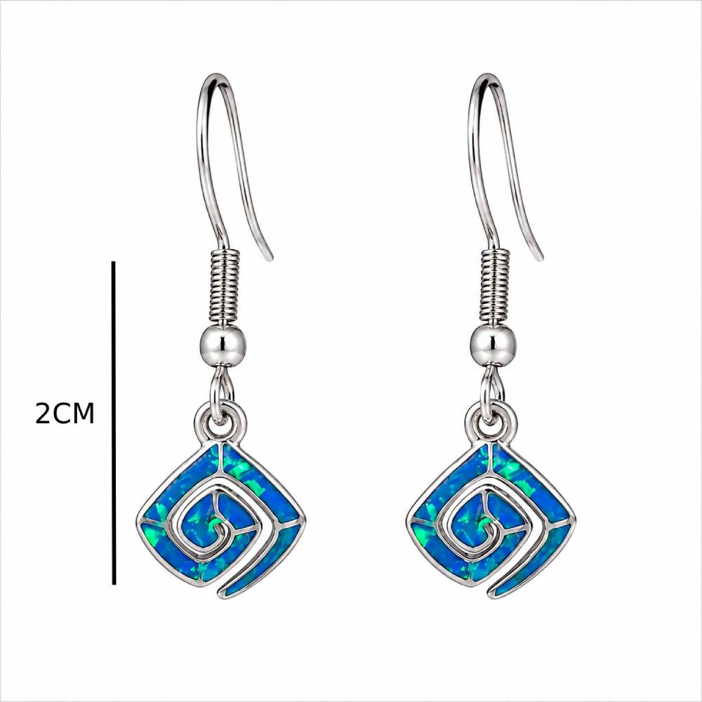 Γυναικεία Ατσάλινα Σκουλαρίκια με Μπλε Opal σε Ασημί Χρώμα