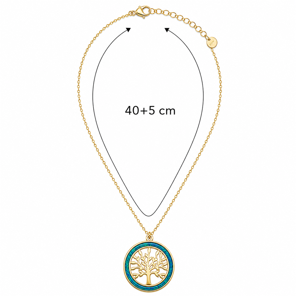 Γυναικείο Κολιέ Δέντρο Ζωής Στυλ Blue Opal σε Χρυσό Χρώμα