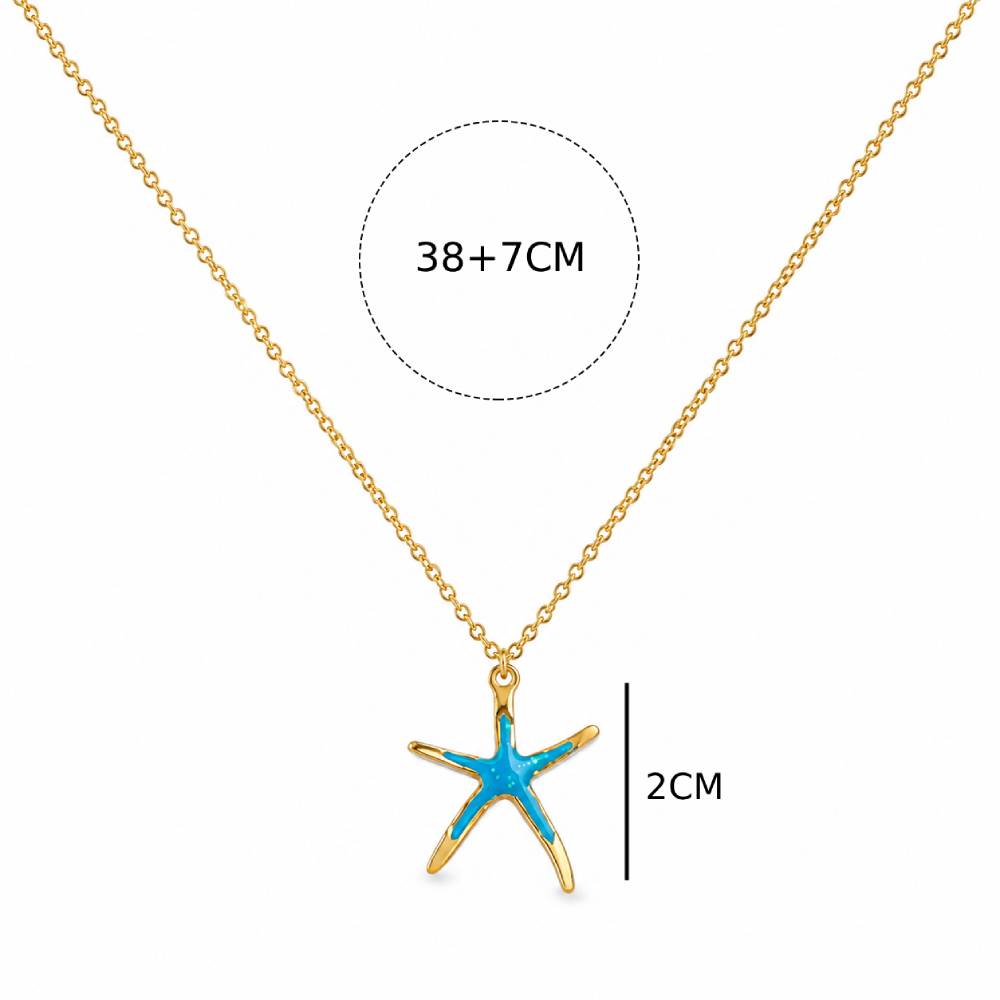 Γυναικείο Κολιέ Αστερίας σε Στυλ Blue Opal σε Χρυσό Χρώμα