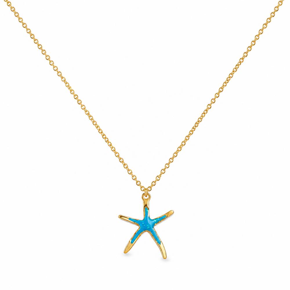 Γυναικείο Κολιέ Αστερίας σε Στυλ Blue Opal σε Χρυσό Χρώμα