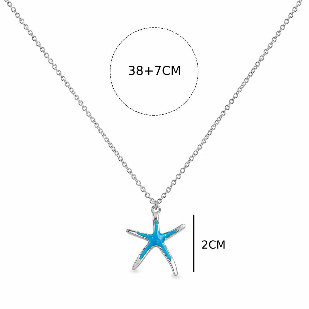 Γυναικείο Κολιέ Αστερίας σε Στυλ Blue Opal σε Ασημί Χρώμα