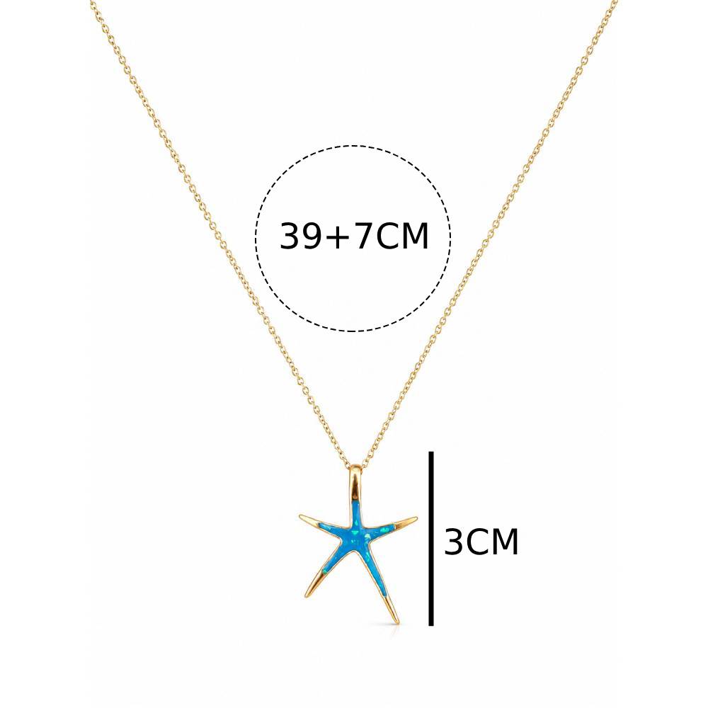 Γυναικείο Κολιέ Αστερίας σε Στυλ Blue Opal σε Χρυσό Χρώμα
