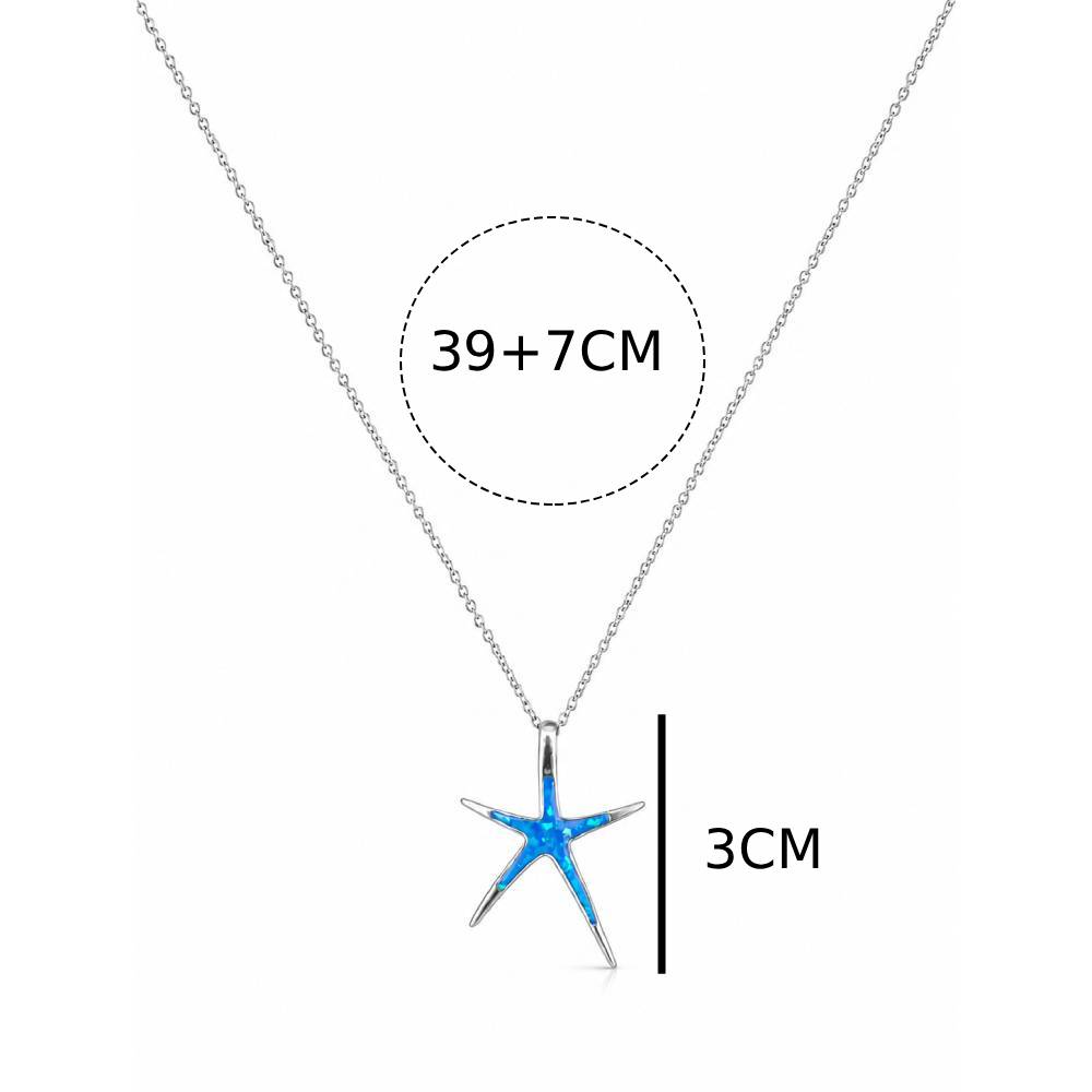 Γυναικείο Κολιέ Αστερίας σε Στυλ Blue Opal σε Ασημί Χρώμα