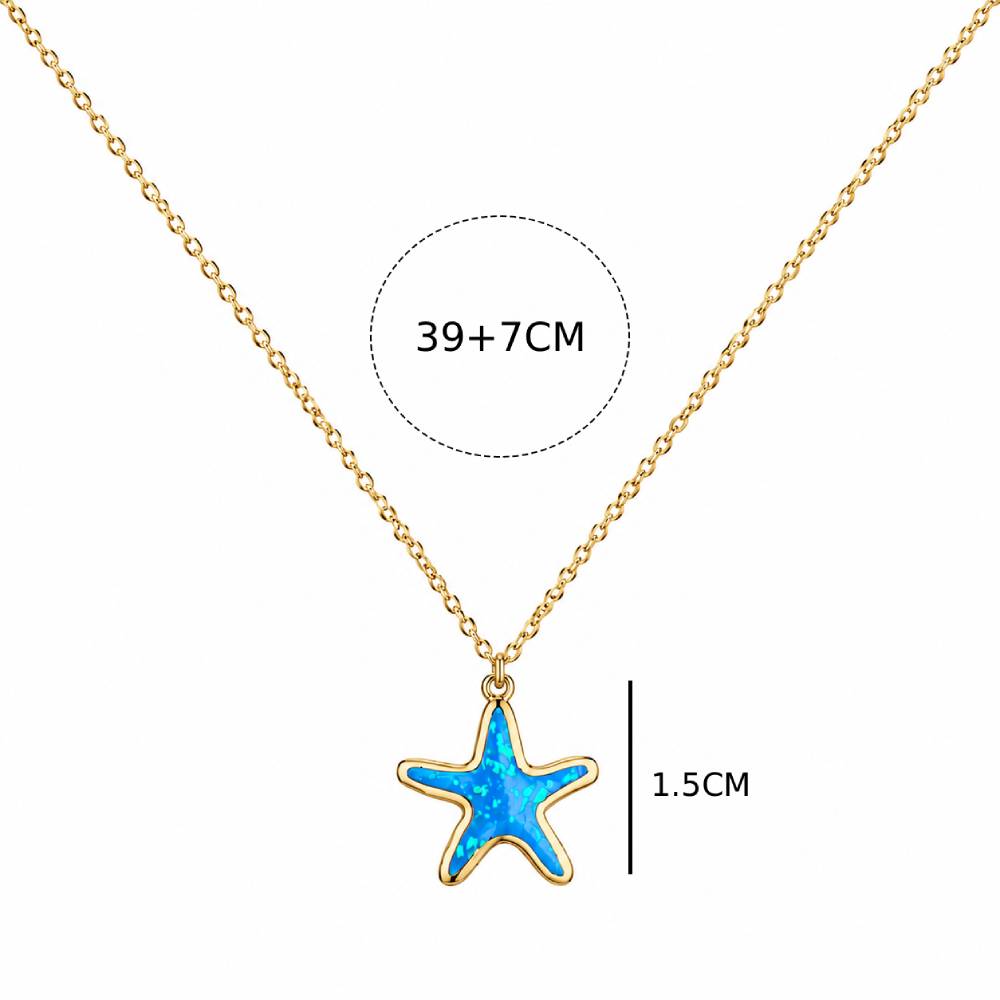 Γυναικείο Κολιέ Αστερίας Blue Opal σε Χρυσό