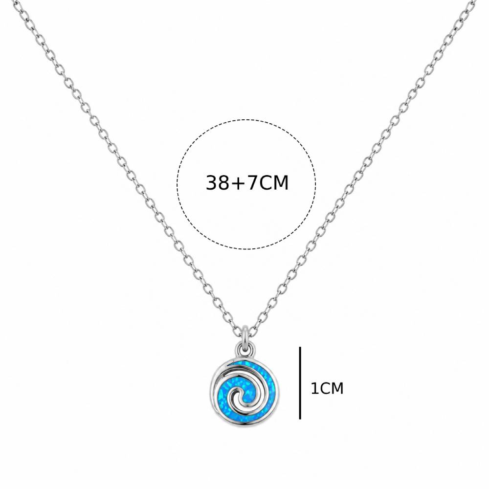 Γυναικείο Κολιέ Σπείρα Blue Opal σε Ασημί