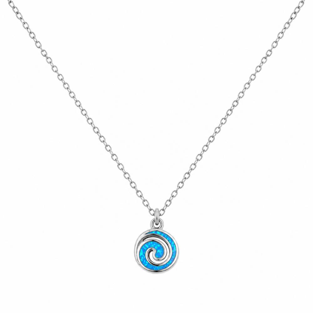 Γυναικείο Κολιέ Σπείρα Blue Opal σε Ασημί