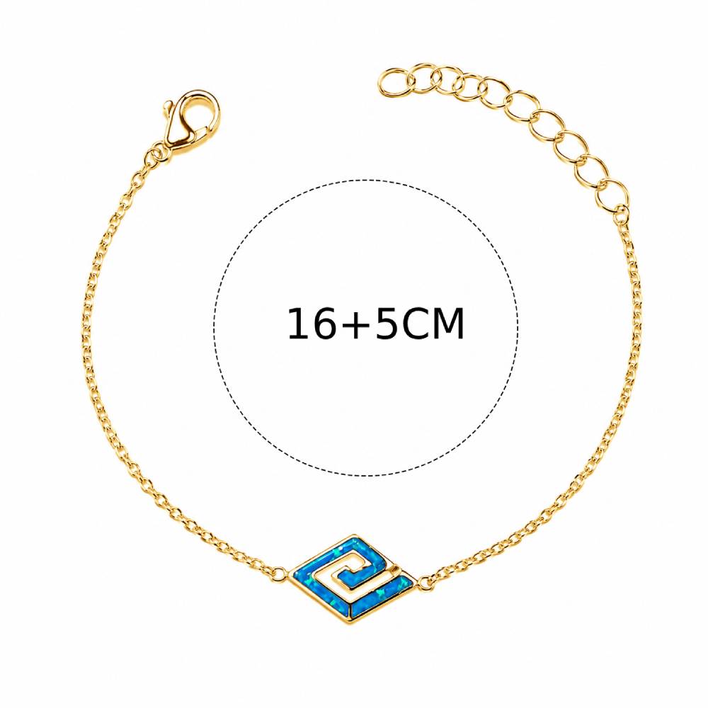Γυναικείο Βραχιόλι Ρόμβος Blue Opal σε Χρυσό Χρώμα